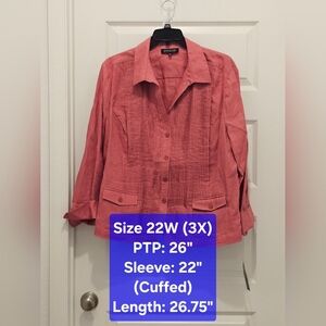 Jones New York 100% Linen Jacket, NWT, Size 22W (3X)